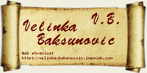 Velinka Bakšunović vizit kartica